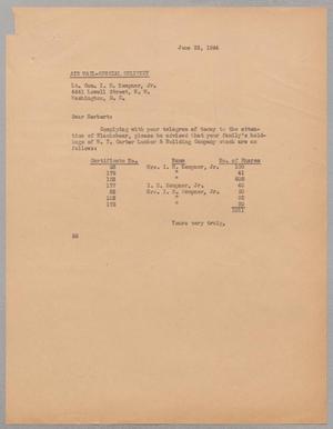 [Letter from R. I. Mehan to Isaac H. Kempner, Jr., June 23, 1944]