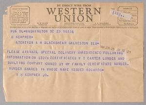 [Telegram from I. H. Kempner, Jr. to A. H. Blackshear, Jr., June 23, 1944]