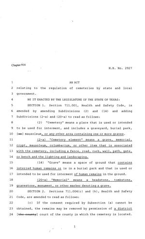 81st Texas Legislature, Regular Session, House Bill 2927, Chapter 914
