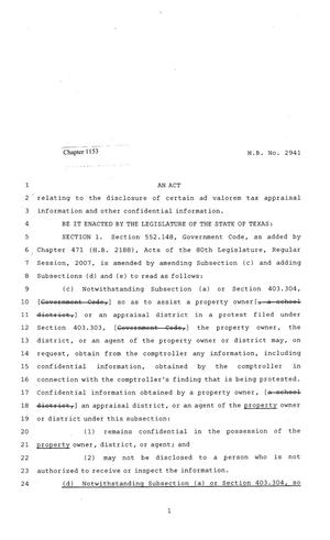 81st Texas Legislature, Regular Session, House Bill 2941, Chapter 1153