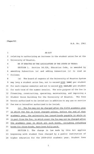 81st Texas Legislature, Regular Session, House Bill 2961, Chapter 915