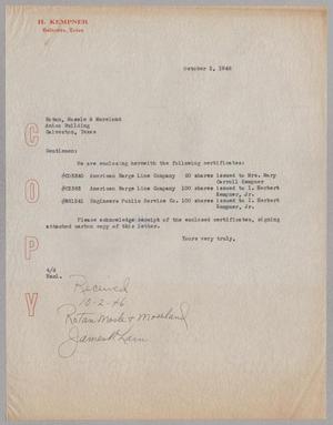 [Letter from A. H. Blackshear, Jr. to Rotan, Mosele & Moreland, October 2, 1946]