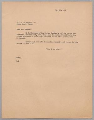 [Letter from R. I. Mehan to Isaac H. Kempner, Jr., May 18, 1946]