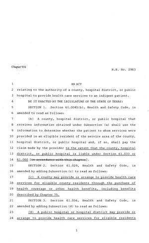 81st Texas Legislature, Regular Session, House Bill 2963, Chapter 916