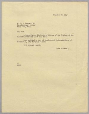 [Letter from A. H. Blackshear, Jr. to Isaac H. Kempner, Jr., December 20, 1949]