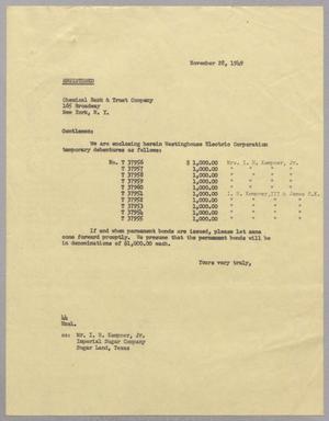 [Letter from A. H. Blackshear, Jr. to Chemical Bank and Trust Co., November 28, 1949]