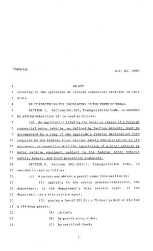 81st Texas Legislature, Regular Session, House Bill 2985, Chapter 919