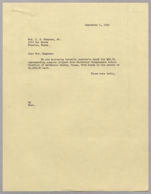 [Letter from A. H. Blackshear, Jr., to Mary Josephine Kempner, September 1, 1949]