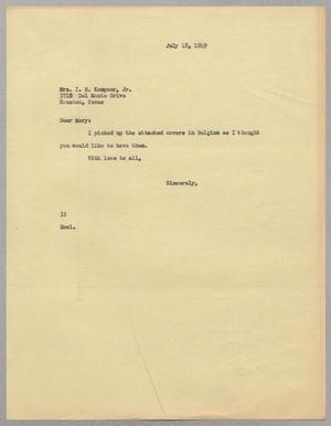 Primary view of object titled '[Letter from Harris Leon Kempner to Mary Josephine Kempner, July 18, 1949]'.