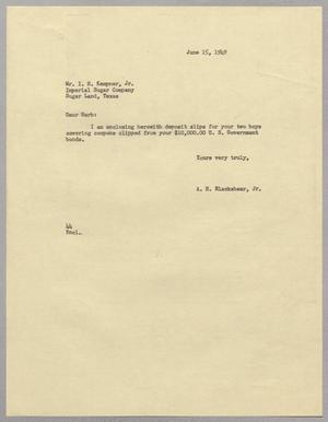 [Letter from A. H. Blackshear, Jr. To Isaac Herbert Kempner, Jr., June 15, 1949]