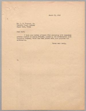 [Letter from A. H. Blackshear, Jr. To Isaac Herbert Kempner, Jr., March 23, 1949]