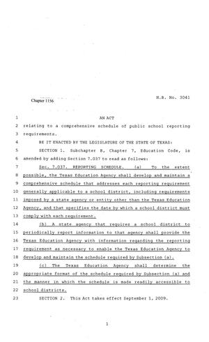 81st Texas Legislature, Regular Session, House Bill 3041, Chapter 1156