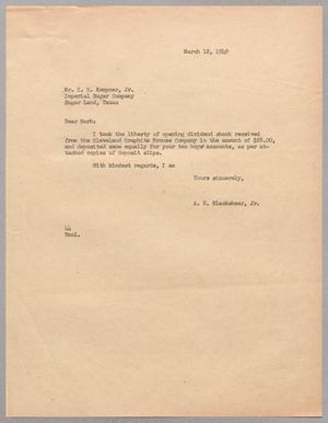 [Letter from A. H. Blackshear, Jr. To Isaac Herbert Kempner, Jr., March 12, 1949]