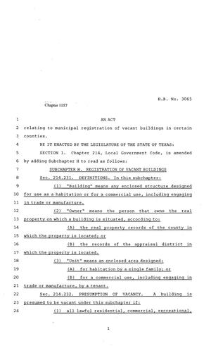 81st Texas Legislature, Regular Session, House Bill 3065, Chapter 1157