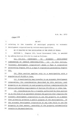 81st Texas Legislature, Regular Session, House Bill 3072, Chapter 1158