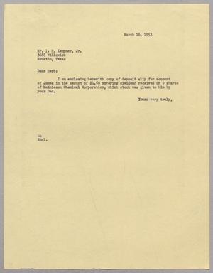 [Letter from A. H. Blackshear, Jr. To Isaac Herbert Kempner, Jr., March 16, 1953]