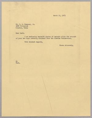 [Letter from A. H. Blackshear, Jr. To Isaac Herbert Kempner, Jr., March 12, 1953]