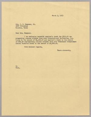 [Letter from A. H. Blackshear, Jr. to Mary C. Kempner, March 3, 1953]