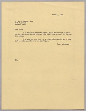 [Letter from A. H. Blackshear, Jr. To Isaac Herbert Kempner, Jr., March 3, 1953]