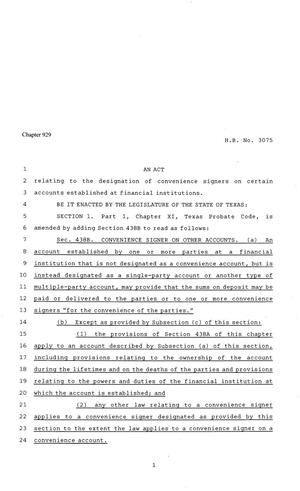 81st Texas Legislature, Regular Session, House Bill 3075, Chapter 929