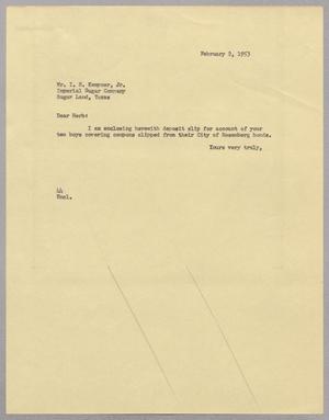 [Letter from A. H. Blackshear, Jr. To Isaac Herbert Kempner, Jr., February 2, 1953]