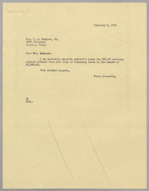 [Letter from A. H. Blackshear, Jr., to Mary Josephine Kempner, February 2, 1953]