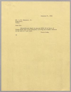 [Letter from Harris Leon Kempner to Isaac Herbert Kempner, Jr., January 27, 1953]