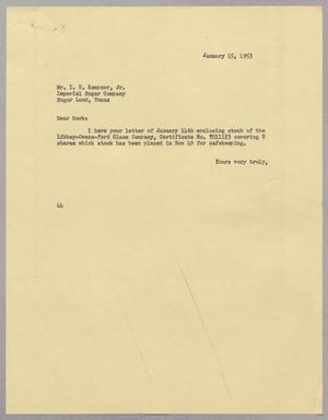 [Letter from A. H. Blackshear, Jr. To Isaac Herbert Kempner, Jr., January 15, 1953]