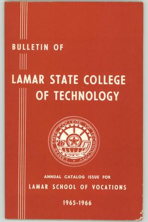 Primary view of object titled 'Catalog of Lamar State College of Technology School of Vocations, 1965-1966'.