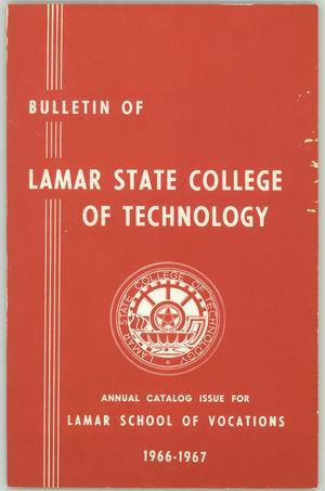 Primary view of object titled 'Catalog of Lamar State College of Technology School of Vocations, 1966-1967'.