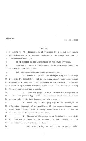 81st Texas Legislature, Regular Session, House Bill 3089, Chapter 931