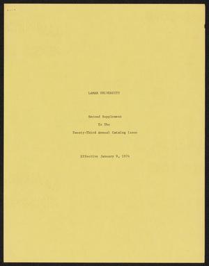 Catalog of Lamar University: 1973-1974, Supplement #2