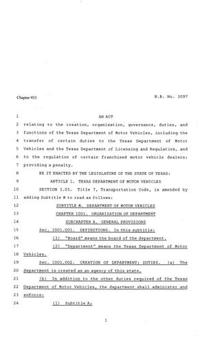 81st Texas Legislature, Regular Session, House Bill 3097, Chapter 933