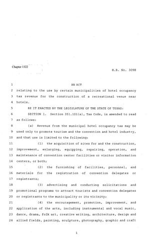 81st Texas Legislature, Regular Session, House Bill 3098, Chapter 1322