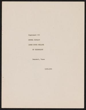 Catalog of Lamar State College of Technology, 1953-1955, Supplement #3