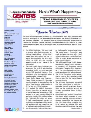 Primary view of object titled 'Texas Panhandle Centers [Agency Newsletter], Volume 19, Number 1, January 2022'.