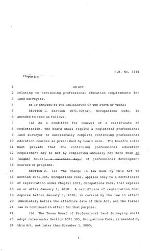 81st Texas Legislature, Regular Session, House Bill 3114, Chapter 1161