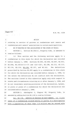 81st Texas Legislature, Regular Session, House Bill 3128, Chapter 1323