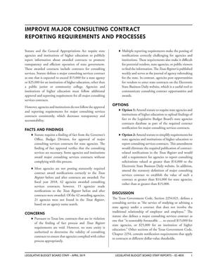 Primary view of object titled 'Improve major consulting contract reporting requirements and processes'.