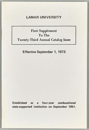 Catalog of Lamar University: 1973-1974, Supplement #1