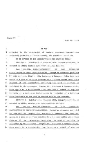 81st Texas Legislature, Regular Session, House Bill 3129, Chapter 937