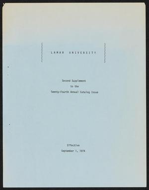 Primary view of object titled 'Catalog of Lamar University: 1974-1975, Supplement #2'.
