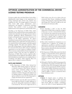 Optimize administration of the commercial driver license testing program