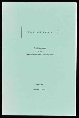 Primary view of object titled 'Catalog of Lamar University: 1974-1975, Supplement #3'.