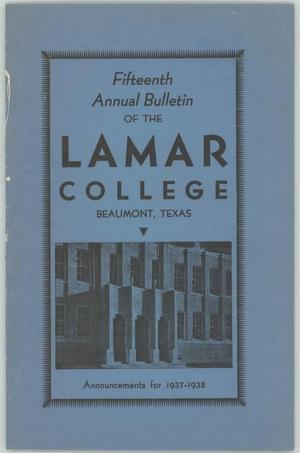 Primary view of object titled 'Catalog of Lamar College, 1937-1938'.