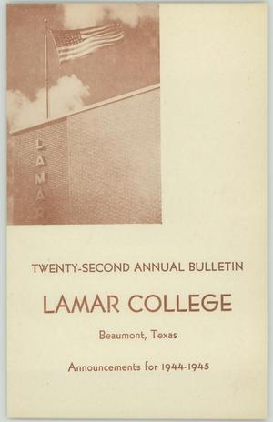 Primary view of object titled 'Catalog of Lamar College, 1944-1945'.