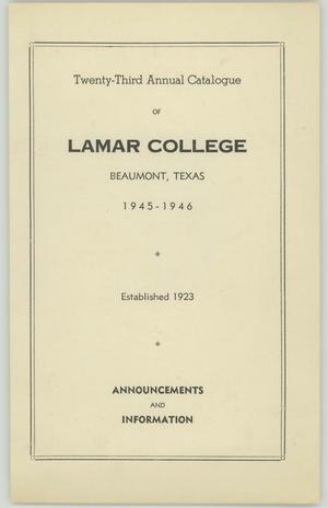 Primary view of object titled 'Catalog of Lamar College, 1945-1946'.