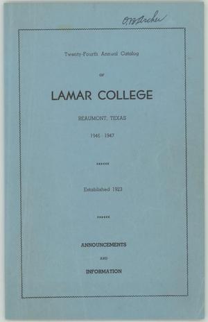 Primary view of object titled 'Catalog of Lamar College, 1946-1947'.