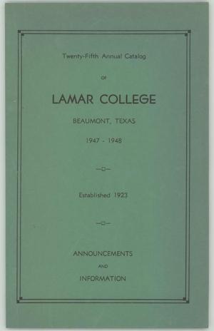Primary view of object titled 'Catalog of Lamar College, 1947-1948'.