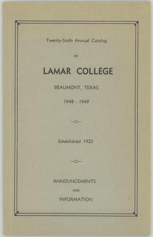 Primary view of object titled 'Catalog of Lamar College, 1948-1949'.